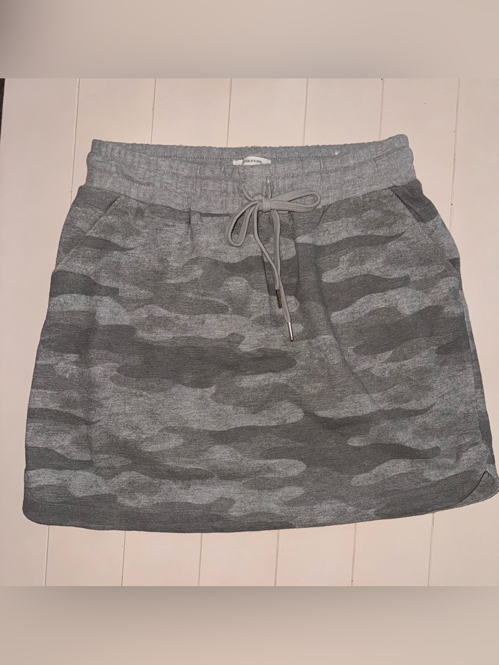 Maurices Gray Camo Drawstring Mini Skirt